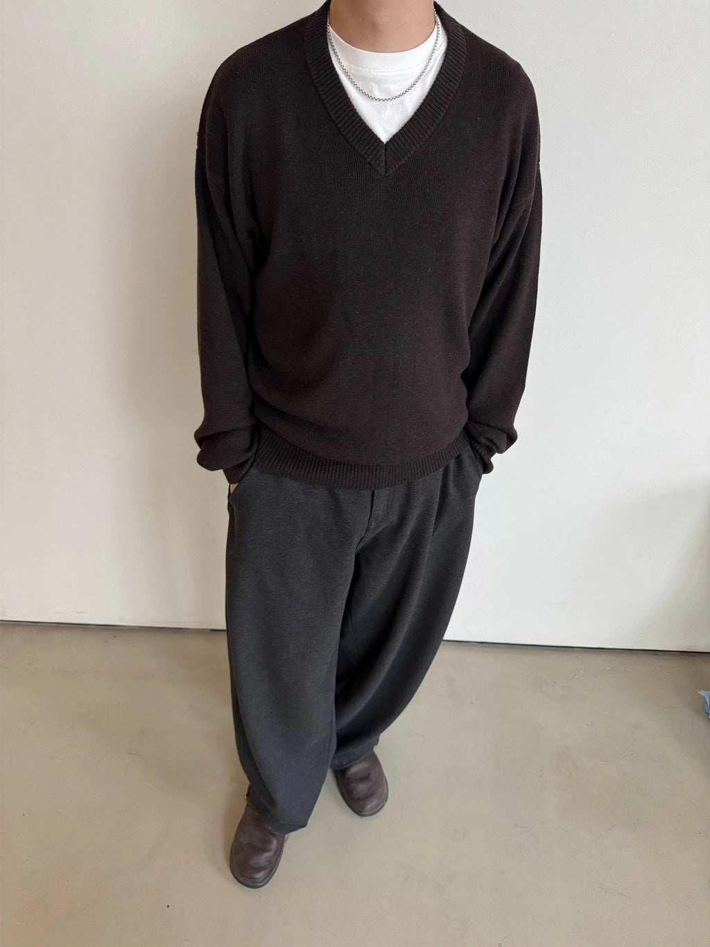 Anniehall Temperament Vintage V-neck Sweater