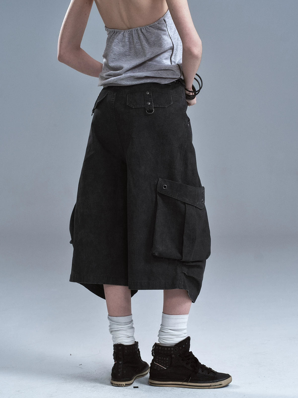WearAndtear Three-dimensional Pleated Wide-leg Tooling Eight-point Trousers