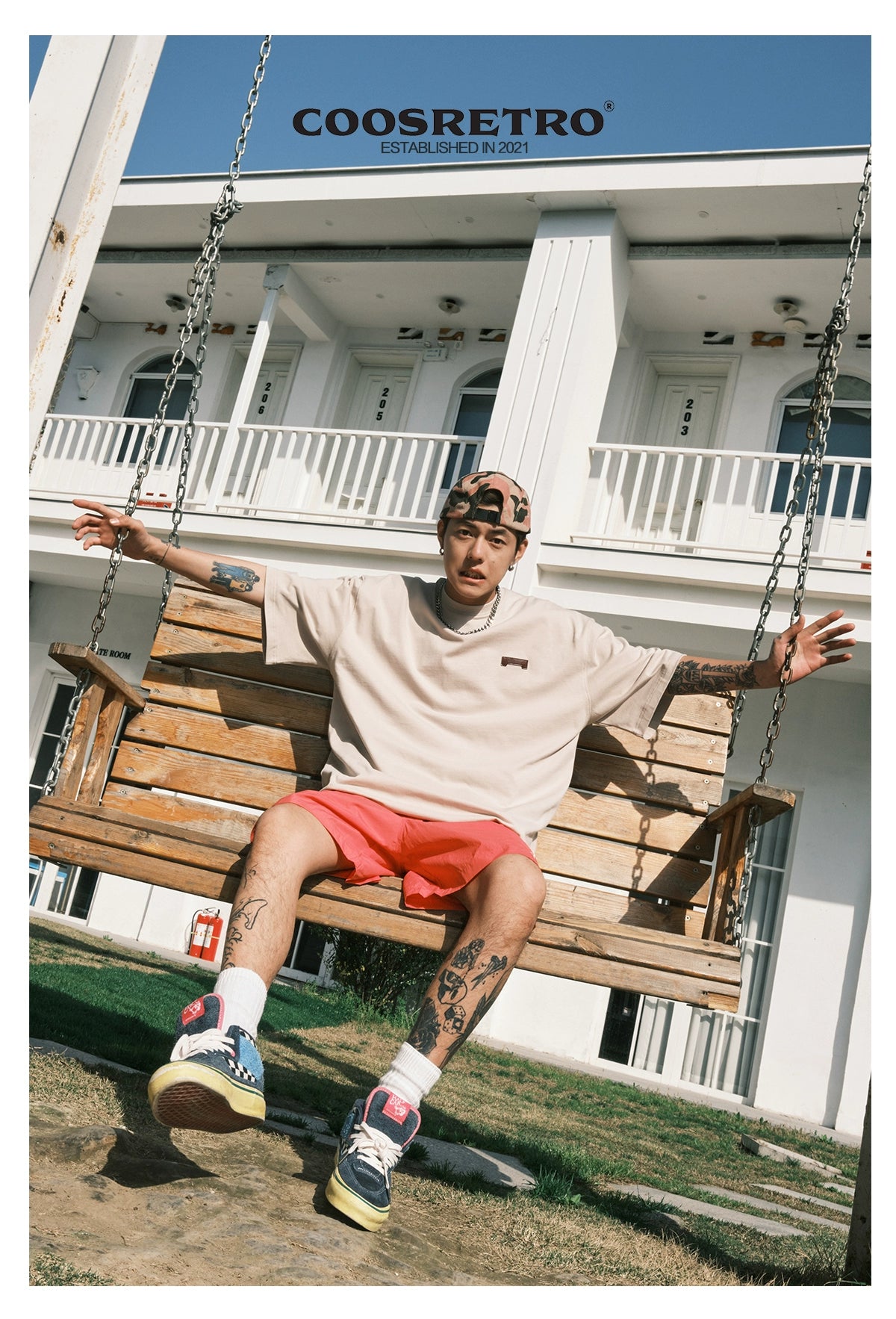 CoosRetro Embroidered Casual Loose Shorts