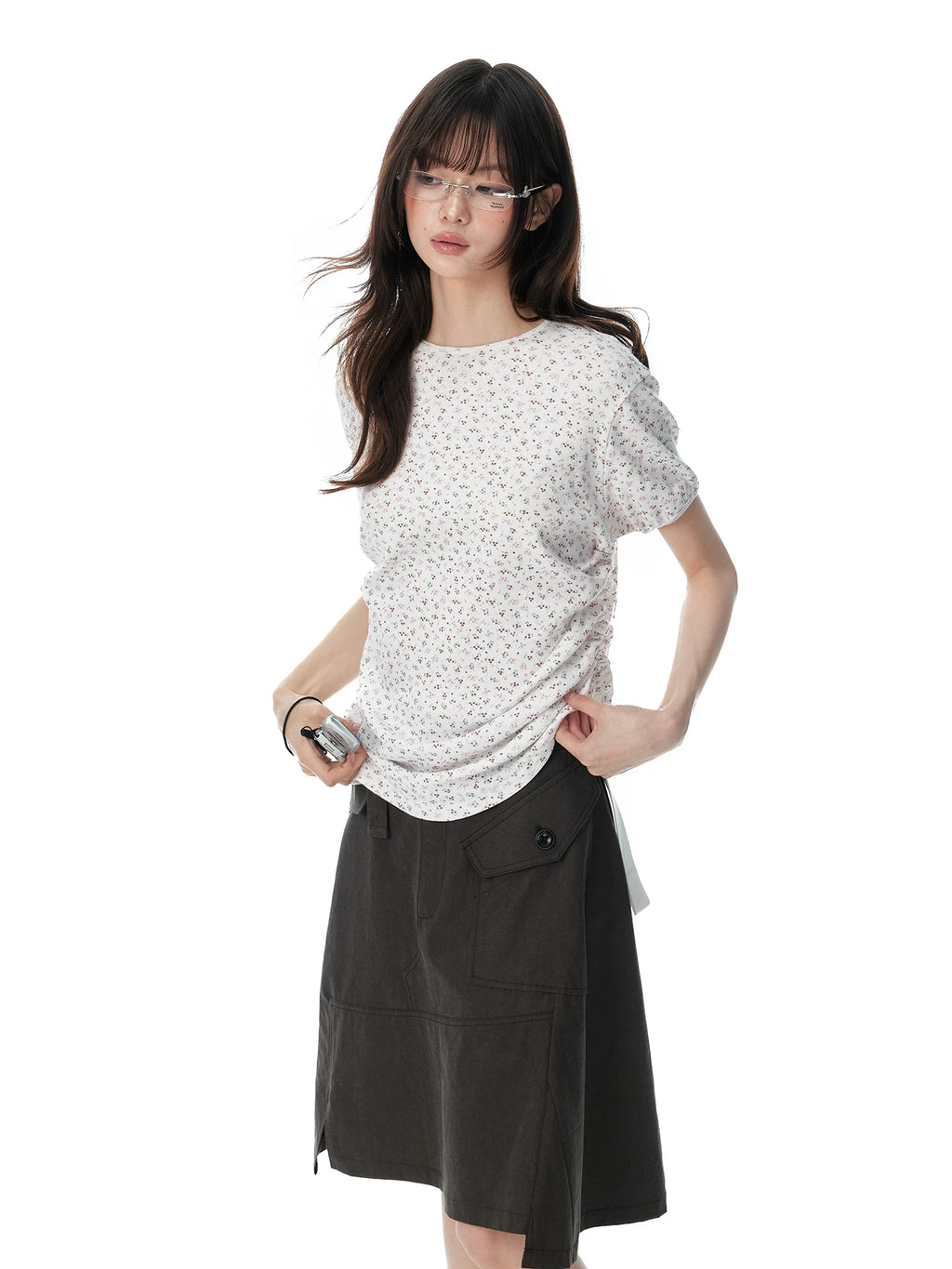 JIKOO Floral Round Neck Loose and Thin Tee