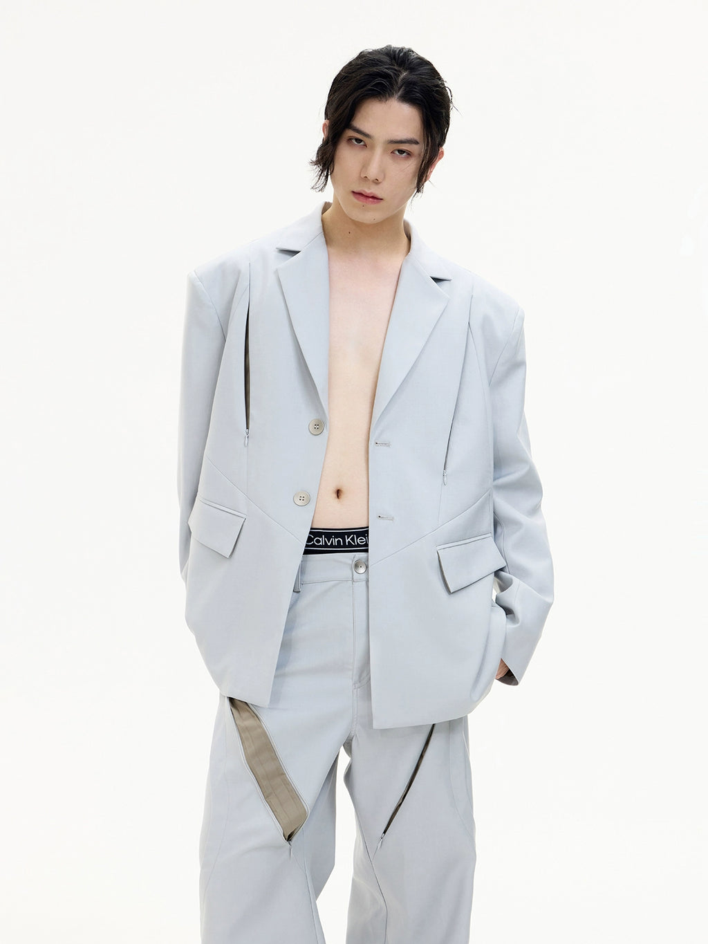 PEOPLESTYLE Deconstructed Skeleton Silhouette Casual Blazer