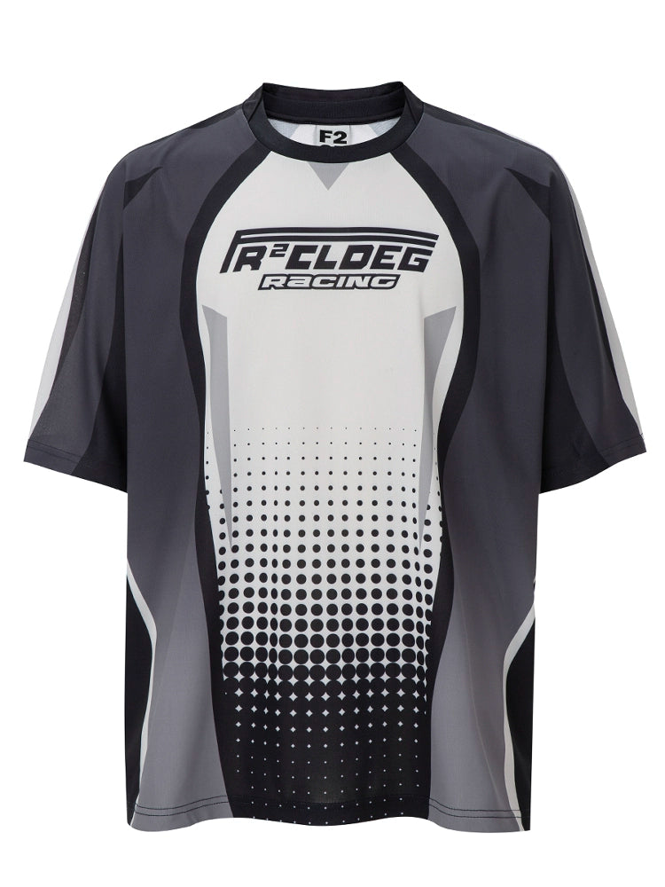 F2CE Retro Casual Splicing Printed Jersey Tee