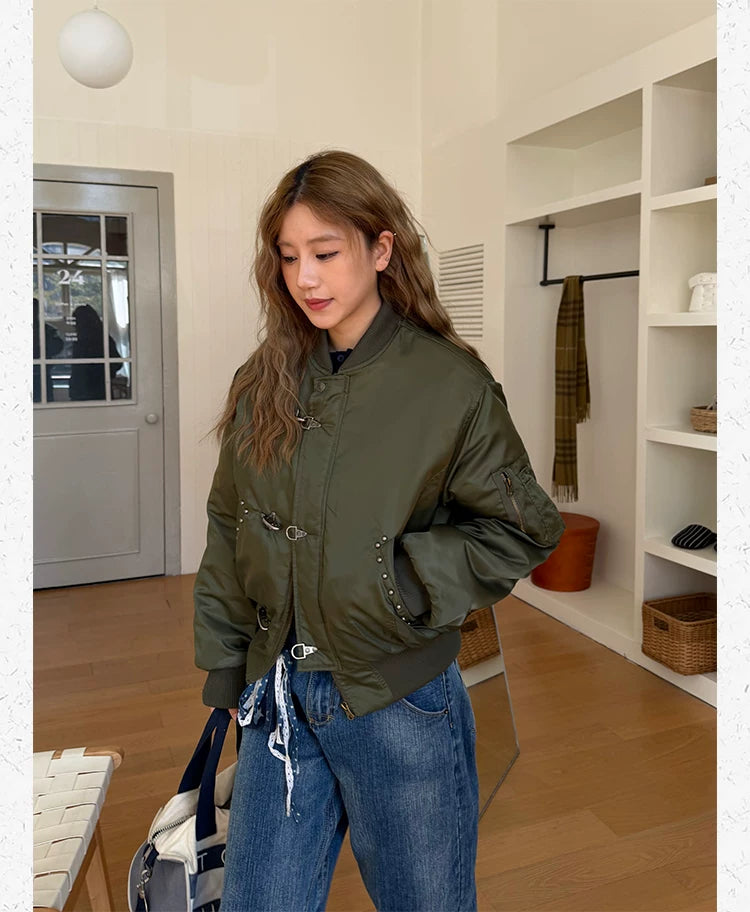 CCYE Lobster Button Bead Flight Jacket Cotton Jacket