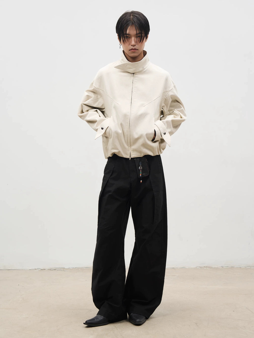 SOUTHFISH Stand-up Collar Loose Wash Canvas Jacket