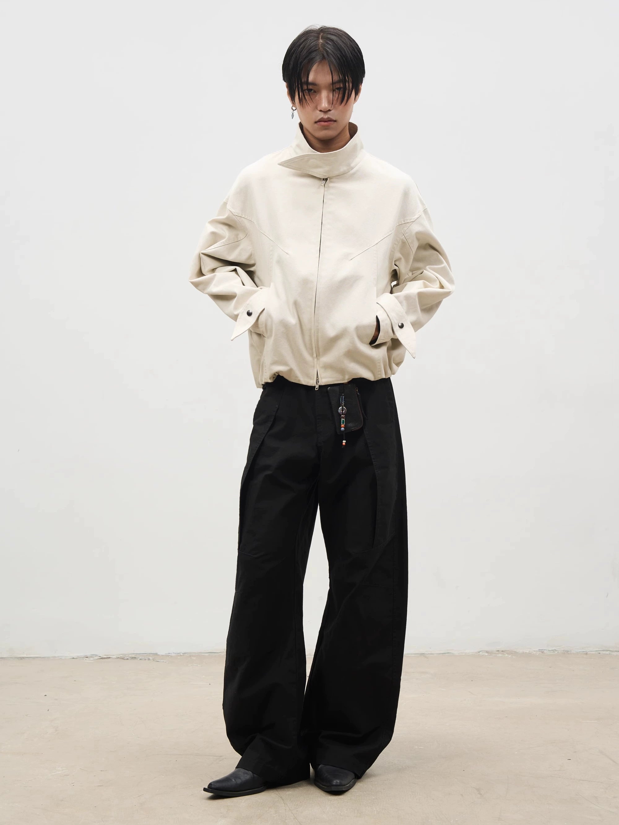 SOUTHFISH Stand-up Collar Loose Wash Canvas Jacket