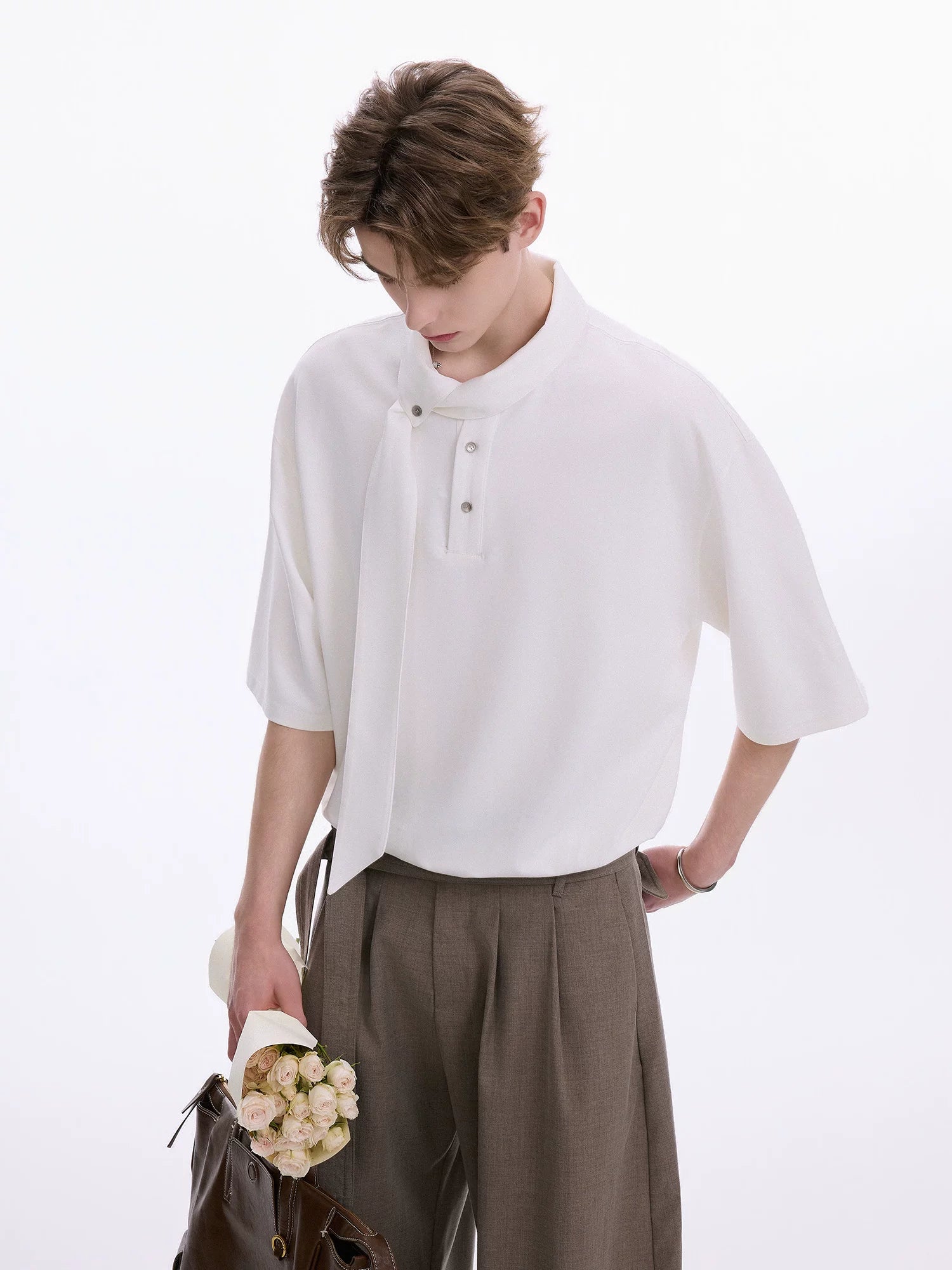 CHOR Casual Neckline Streamer Versatile Lapel Shirt