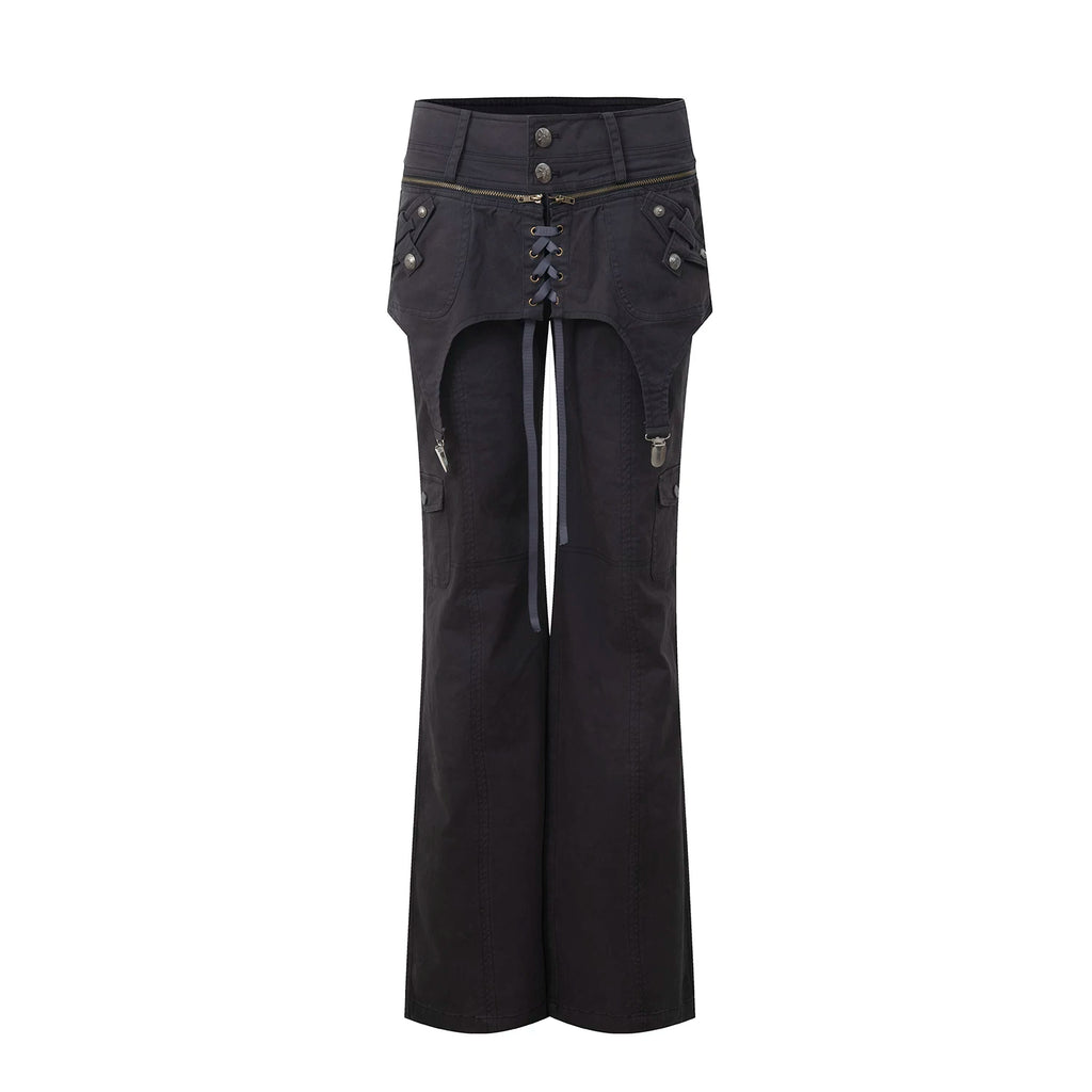 DoublePunch Stacked Skirt Cotton Washing Water Old Straight Overalls