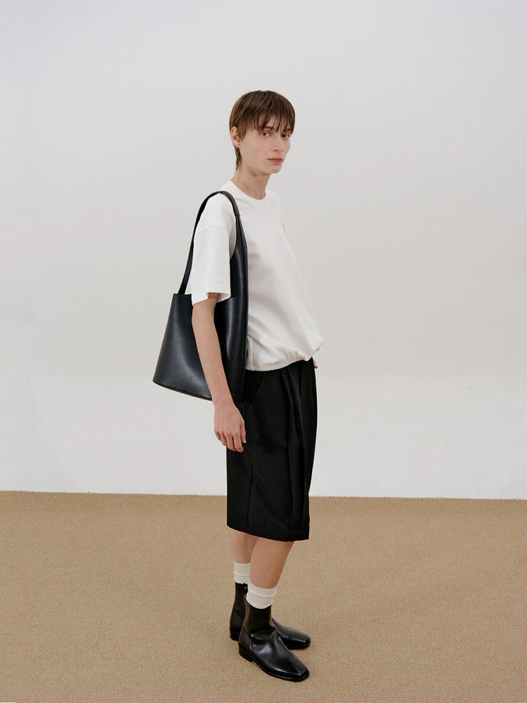 COLN Solid Color Versatile Hem Elastic Tee