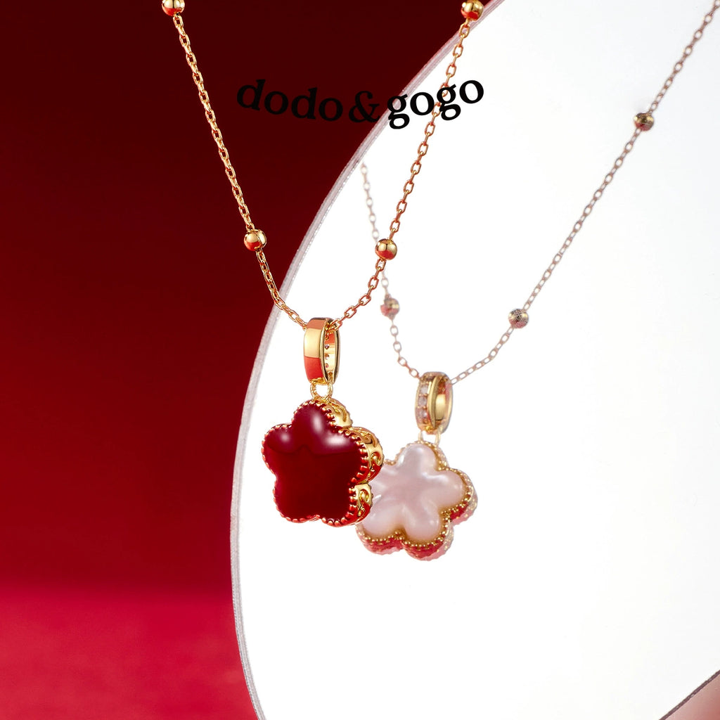 DODOGOGO Double-sided Drop Glaze Flower Necklace