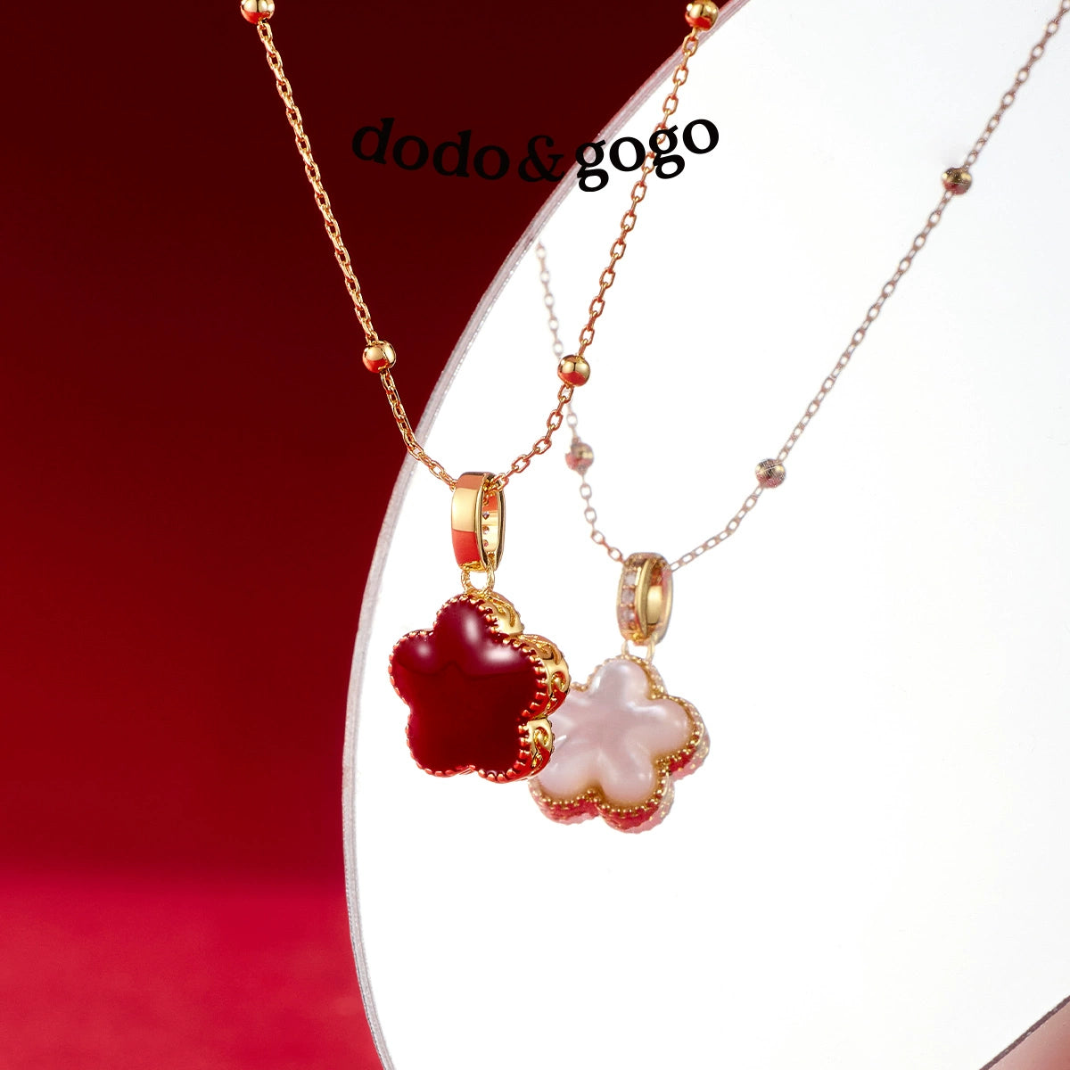 DODOGOGO Double-sided Drop Glaze Flower Necklace