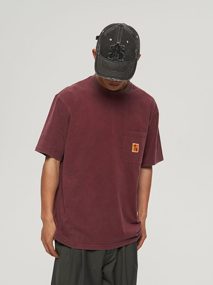 AVENUESON Woven Pocket Washed Casual Tee
