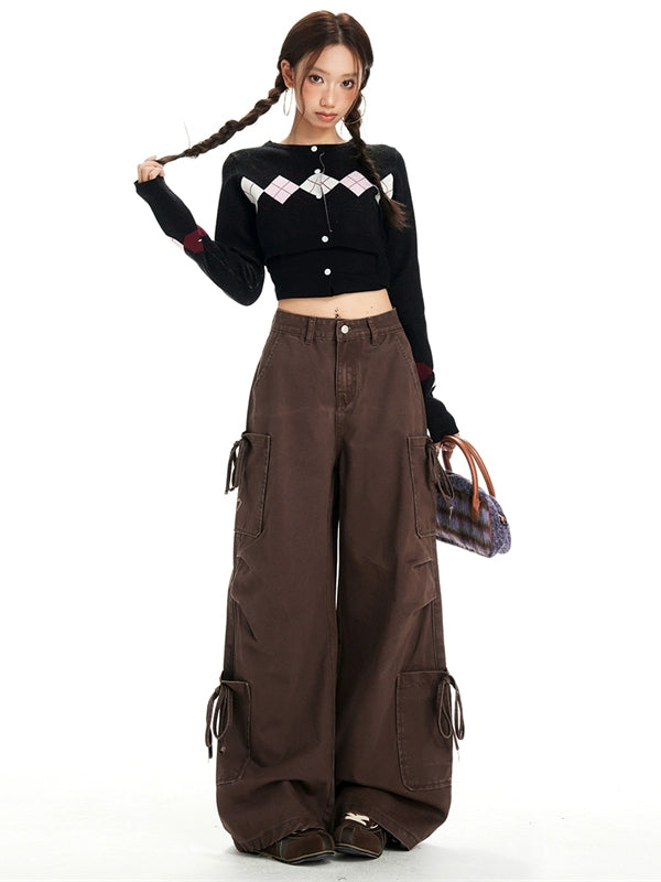 KPSR Three-dimensional Strap-up Pleated Jeans