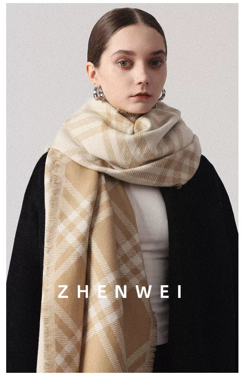 ZHENWEI Lengthened and Widened Shawl Plaid Striped Scarf