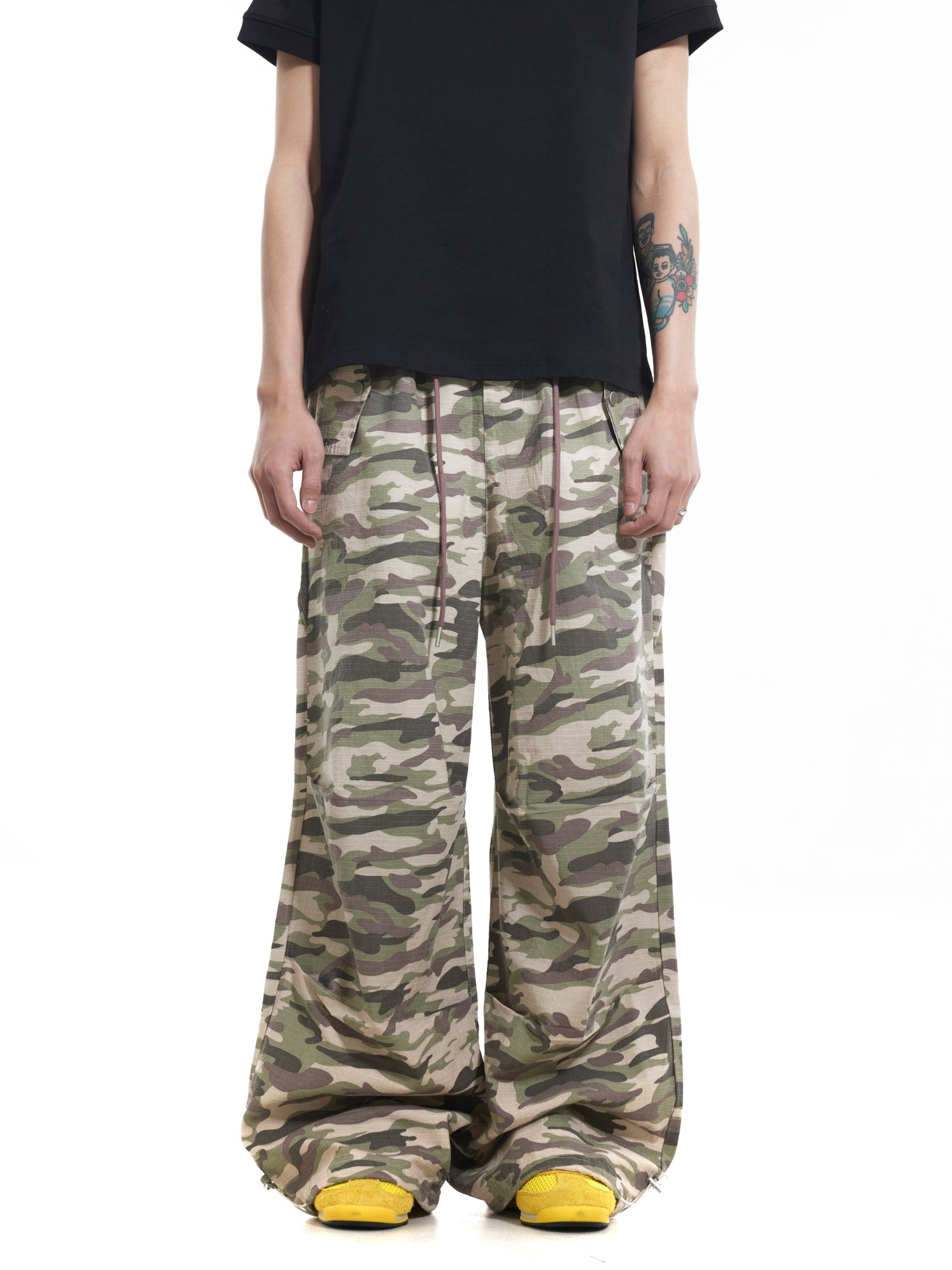 BTSG washed multi-pocket camouflage Bahn wind pleated pants