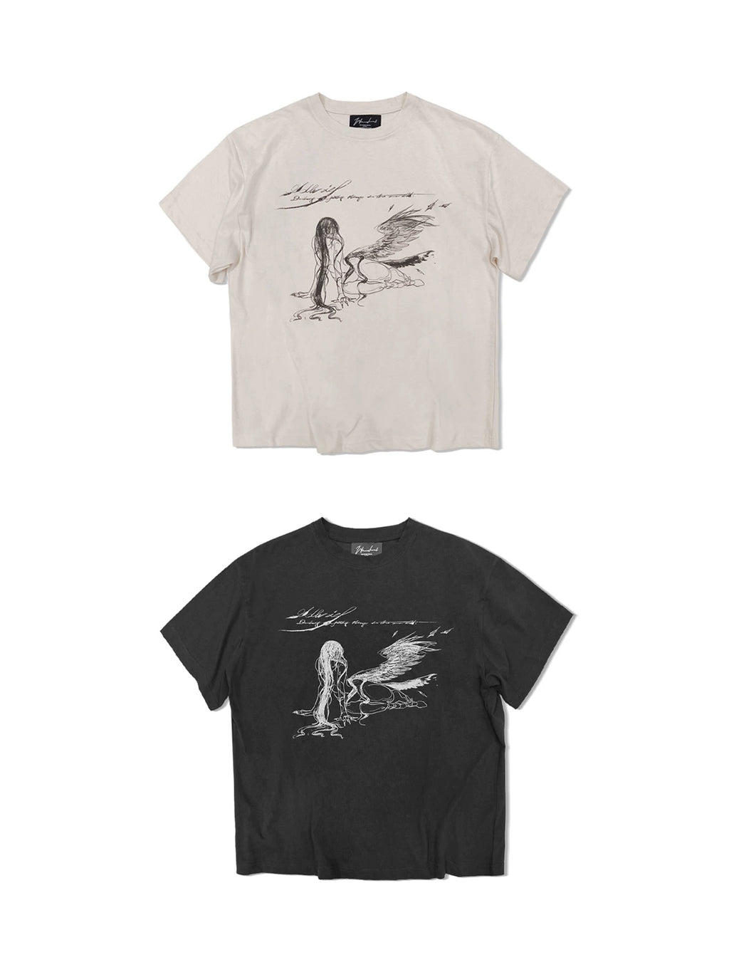 WANNA LAB Hand-painted Print Cool Casual Tee