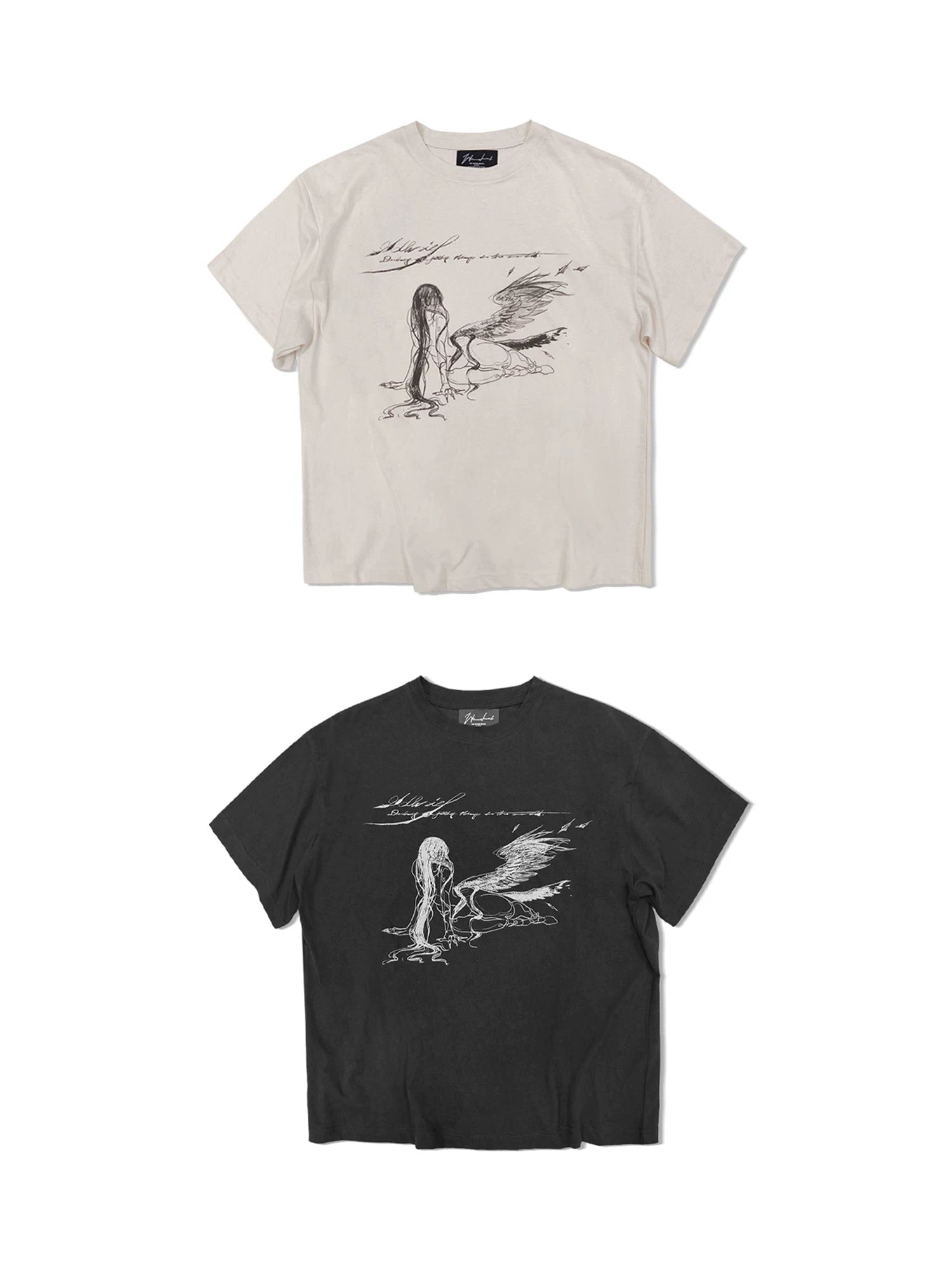 WANNA LAB Hand-painted Print Cool Casual Tee