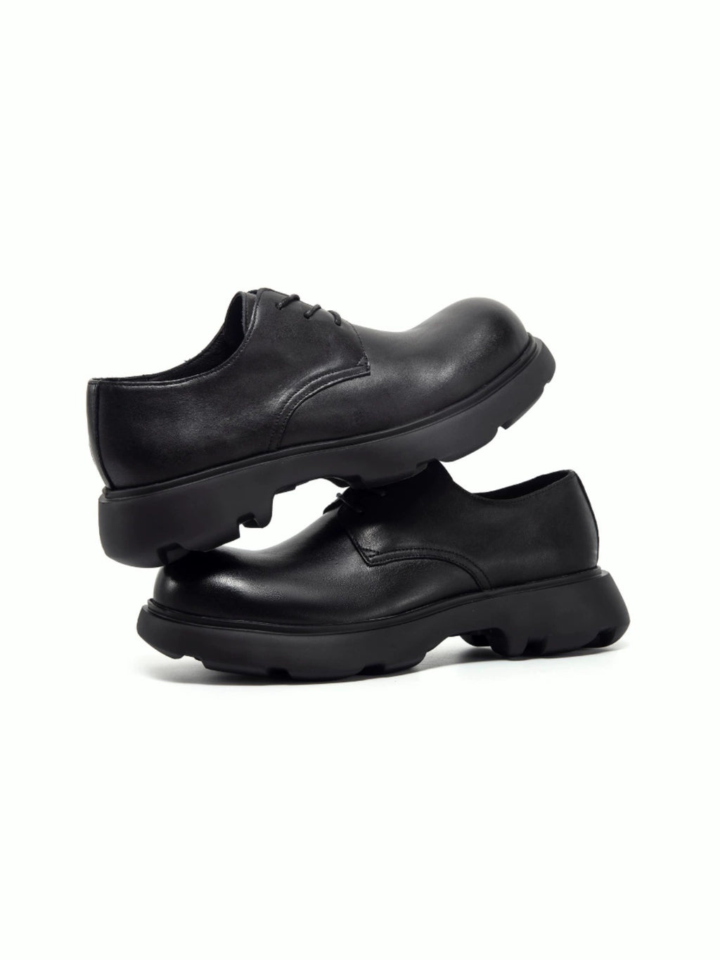 NO LOGO Round Head Mickey Derby Leather Shoes