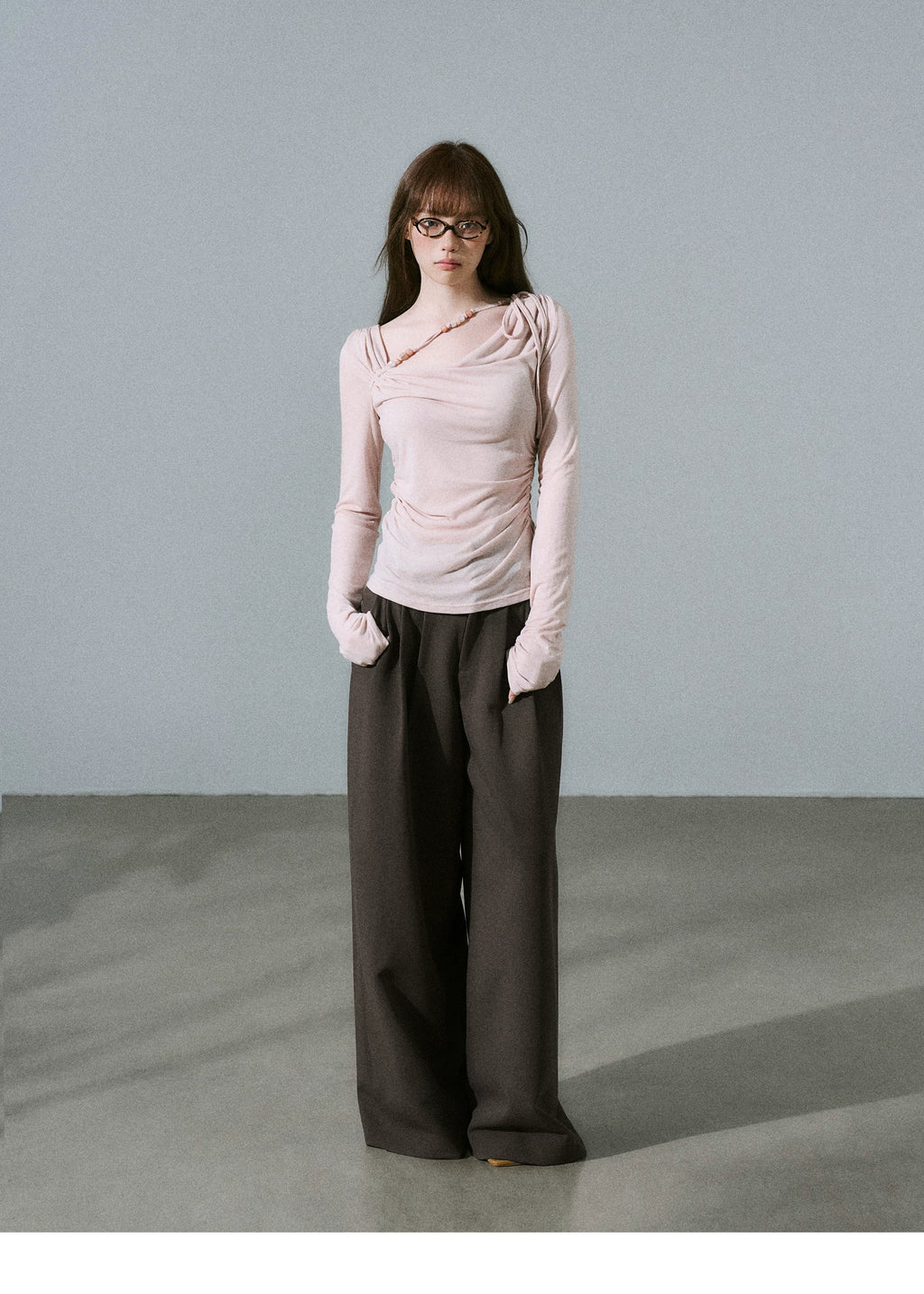 LOST FOREST Versatile Slim Low-rise Wide-leg Trousers