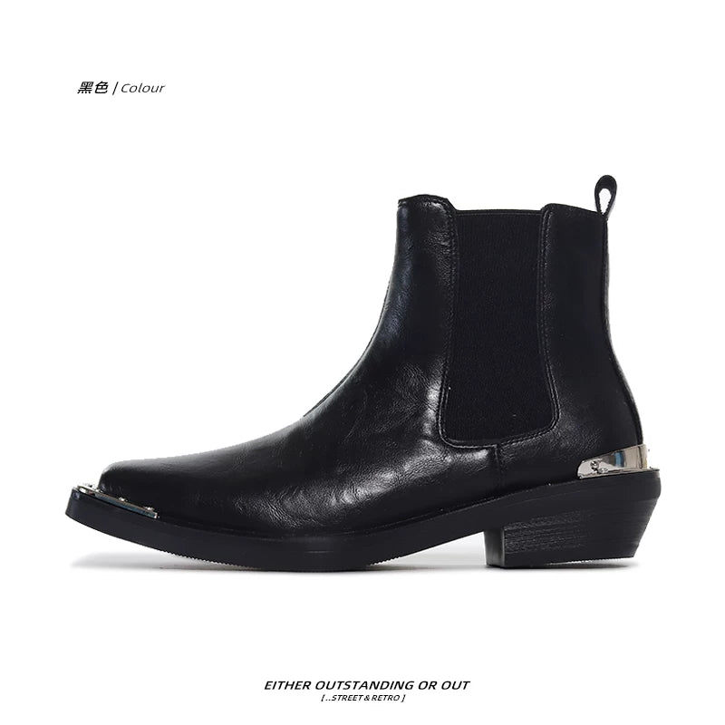 SHENLV STUDIO Personalized High-heeled Short Boots Leather Shoes