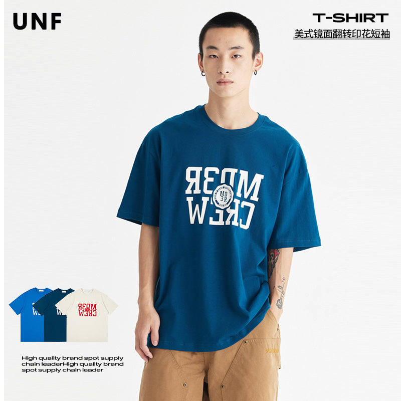 UNF mirror flip flocking pure cotton Tee