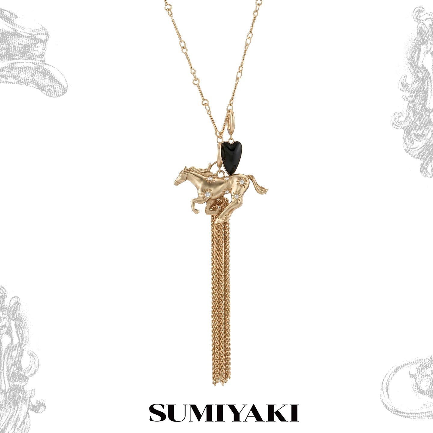 SUMIYAKI Pony Diamond Fringed Long Necklace