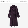 CHUYUQI Temperament High-end White Long Trench Coat