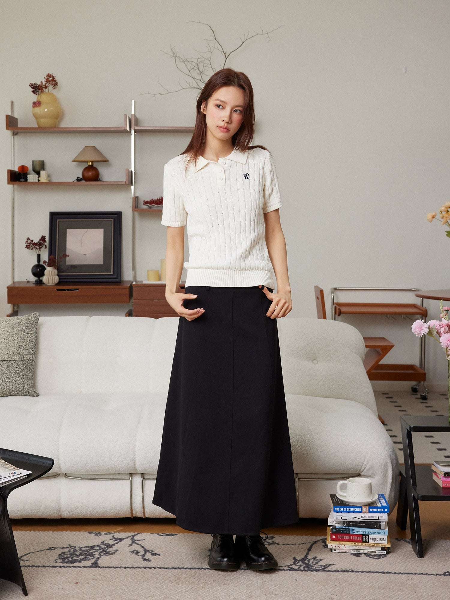 RPB BRAND Versatile Twisted Embroidered Lapel Collar POLO Collar Knitted Short Sleeve