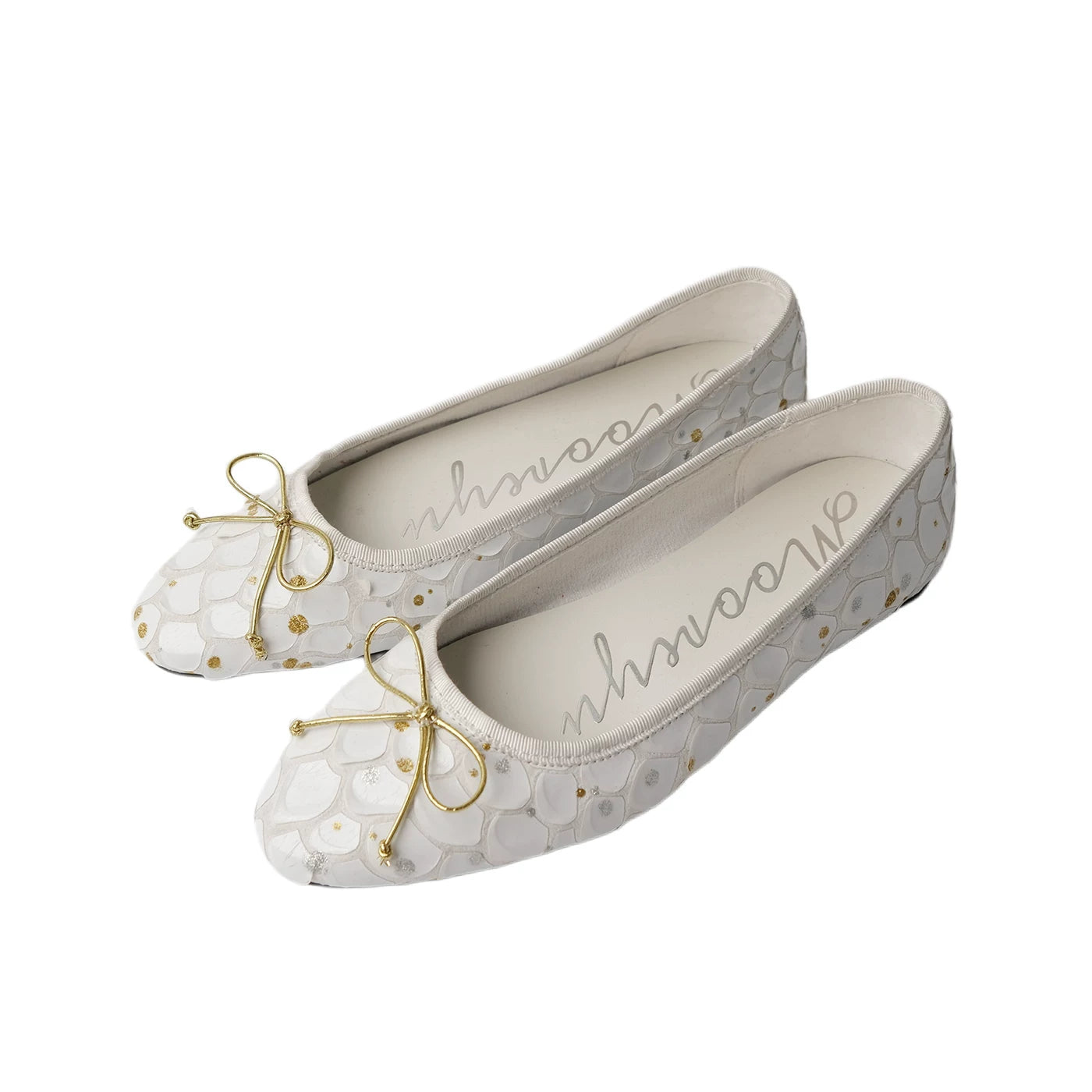 Mooreyu Bow Irregular Polka Dot Shallow Mouth Flat Shoes