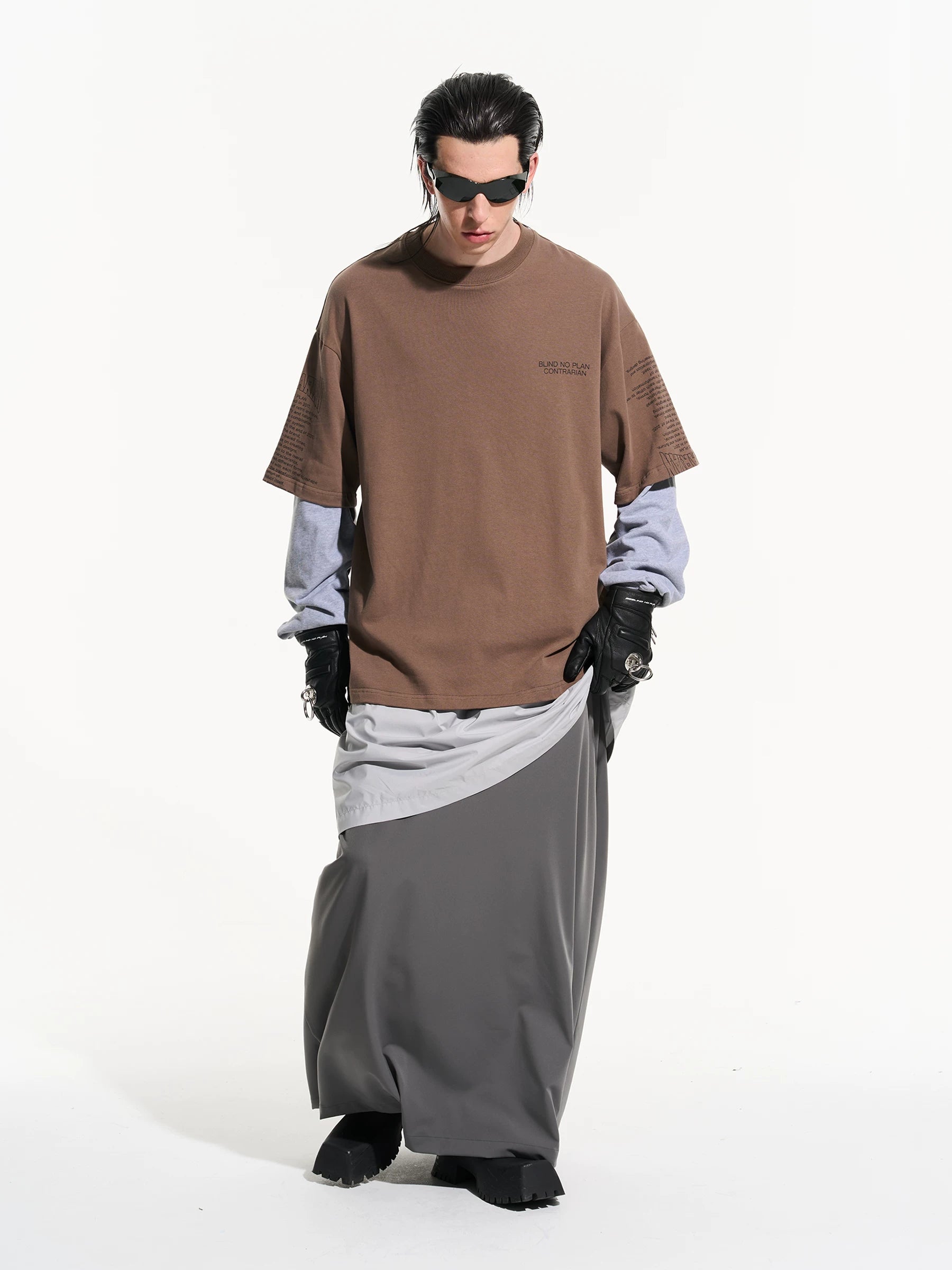 BLINDNOPLAN Contrasting Fake Two-piece Letter Print Loose Long Sleeve