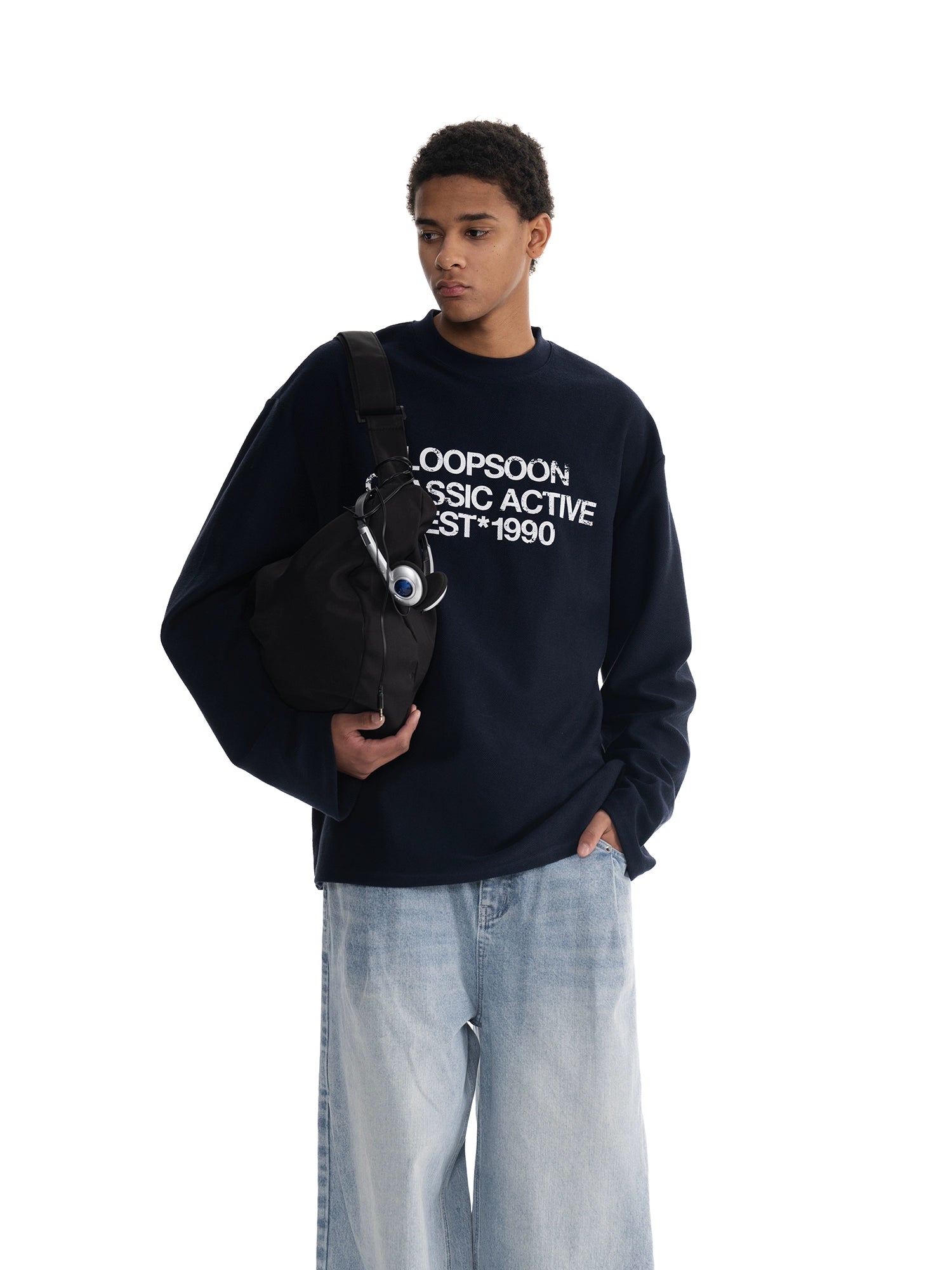 Loopsoon Crew Neck Sleeves Open Versatile Casual Long Sleeves