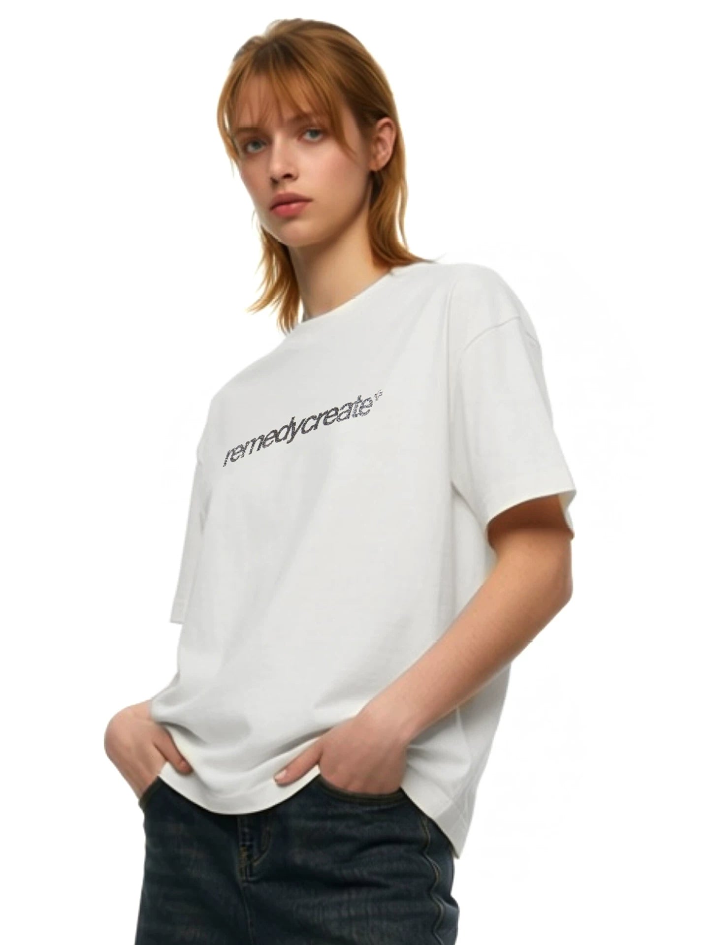 Remedy Vintage Letter Print Loose Crew Neck Tee