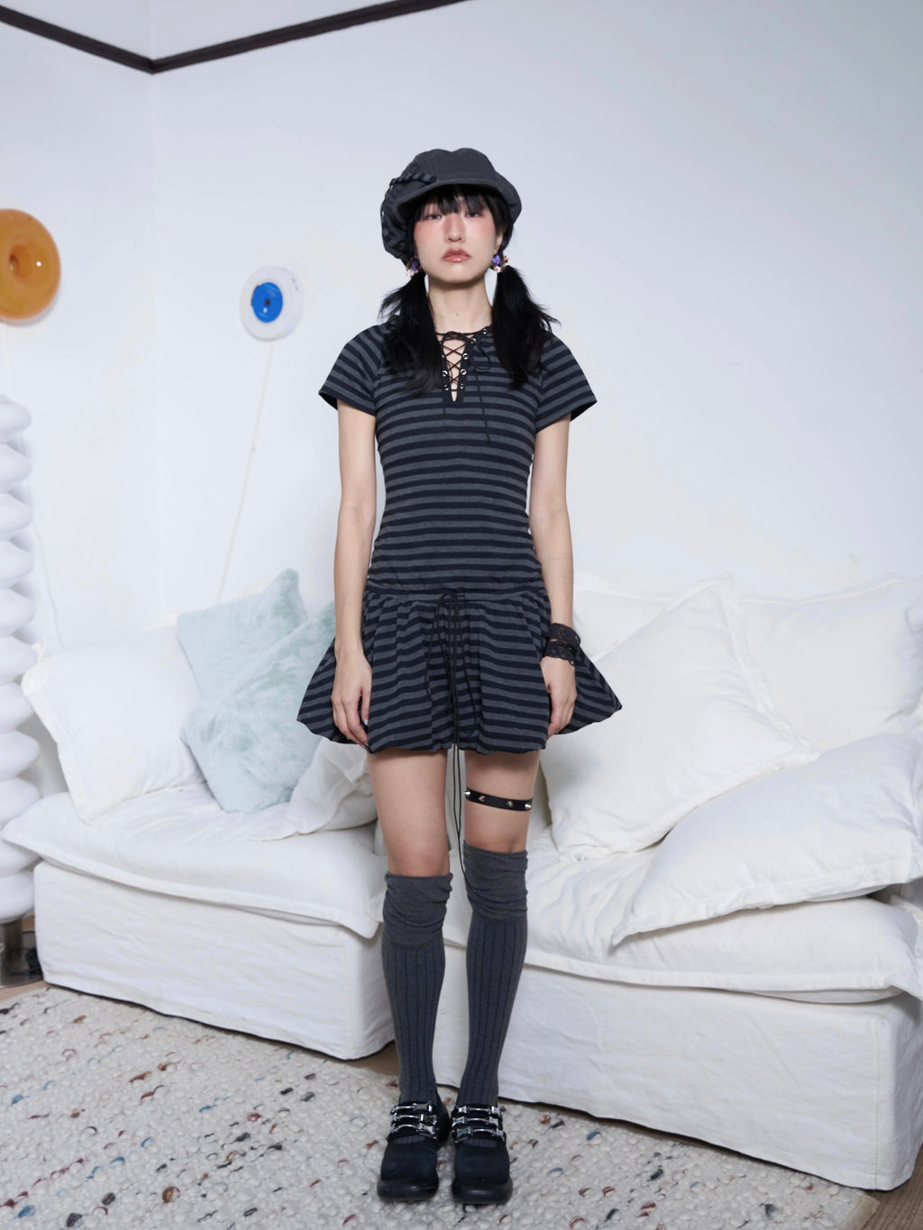 Enteralt Striped Stretch Waist Slim Dress