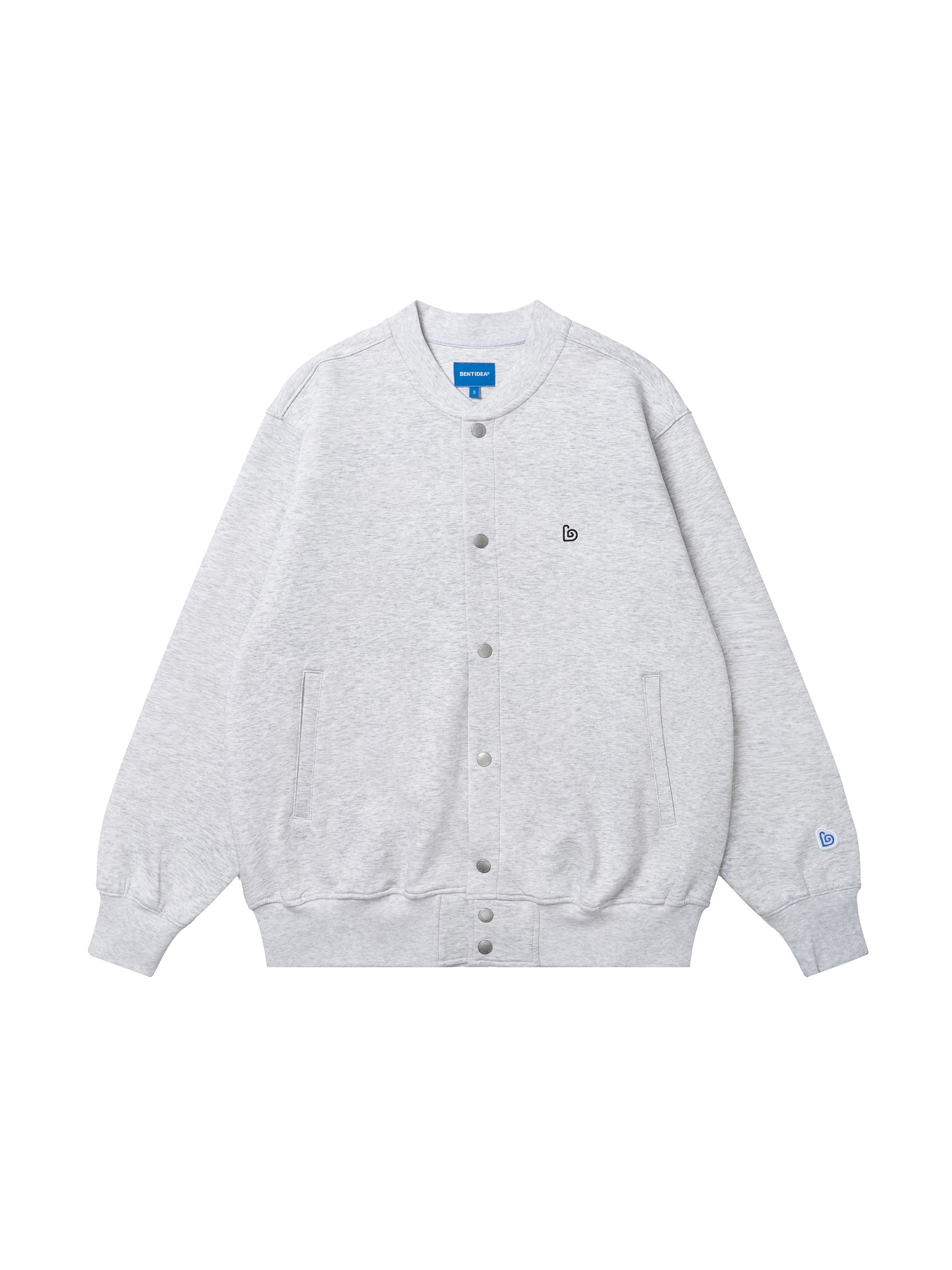 BENT IDEA Crew Neck Loose Baseball Sweater Jacket
