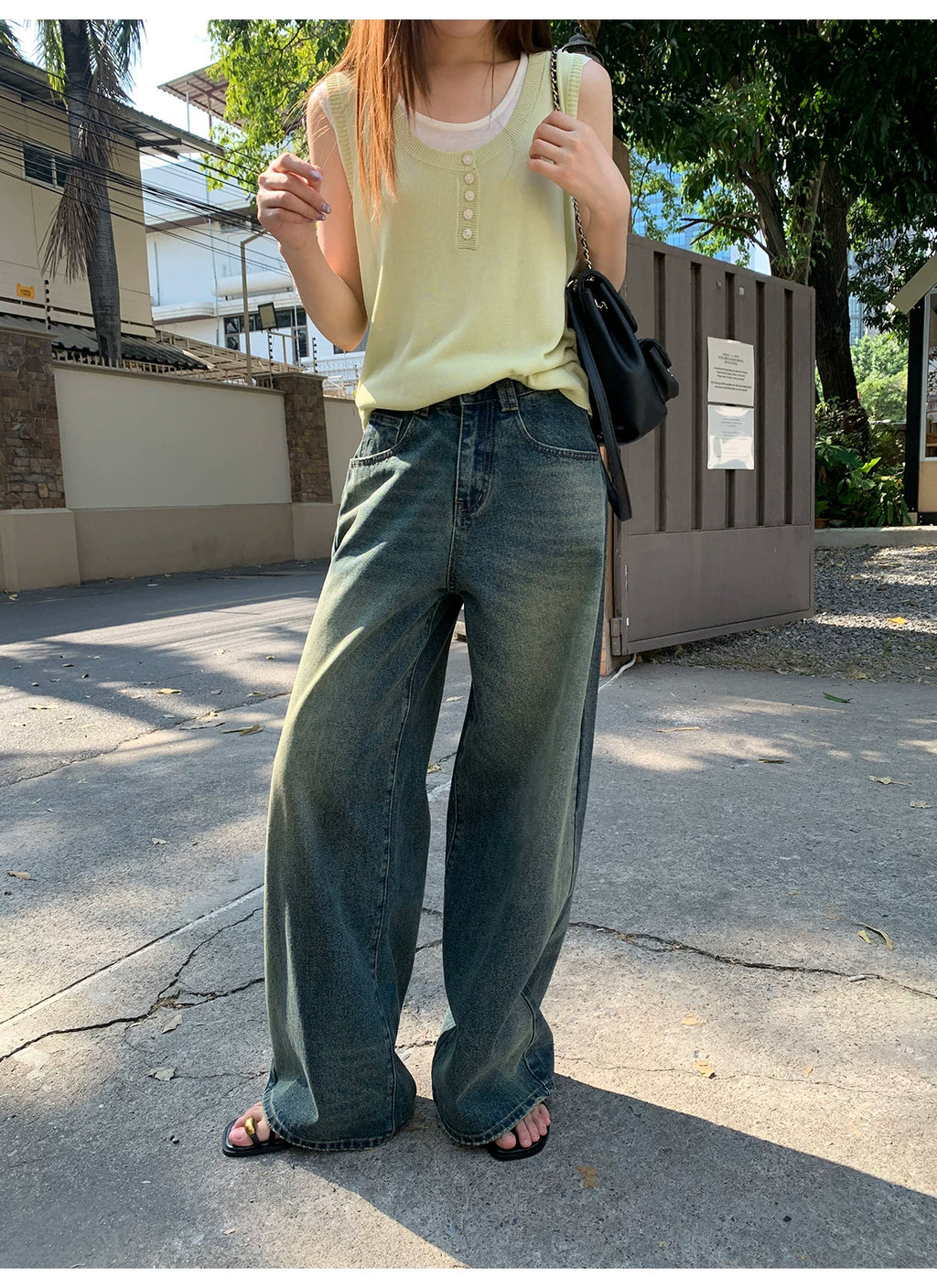 KANO Vintage Wide Leg Straight Pants Jeans