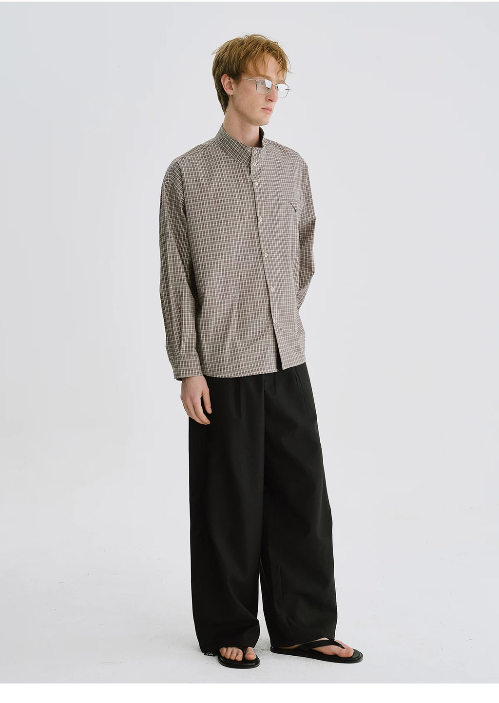 LIVINGTOWN Loose Plaid Long-sleeved Shirt