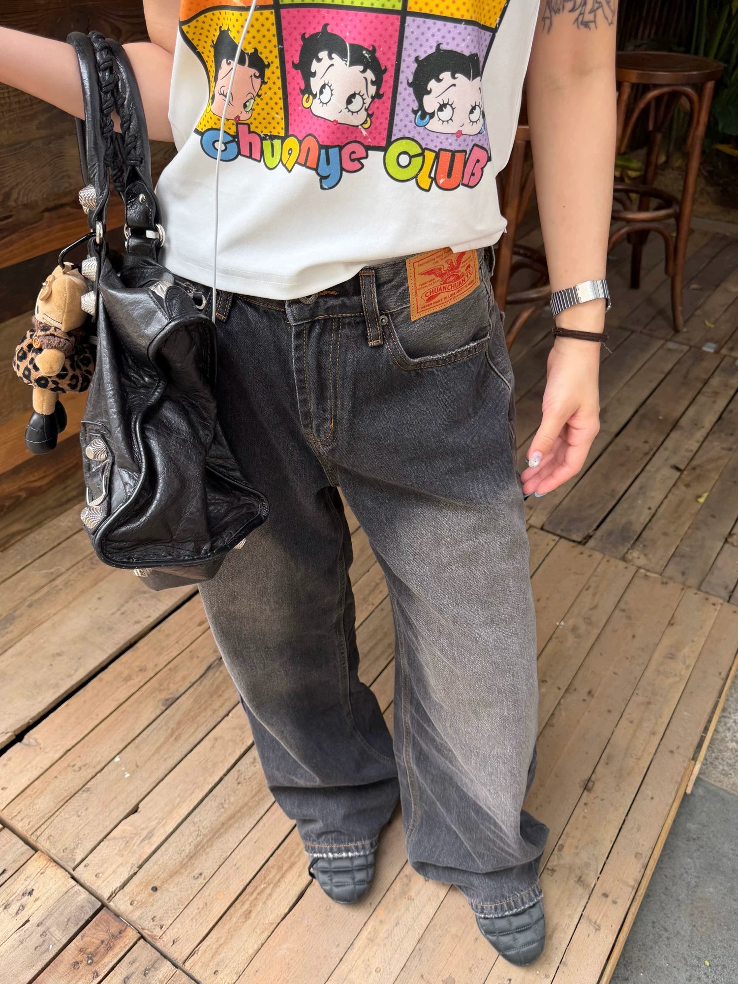 CCYE Loose Worn-out Straight-leg Casual Jeans