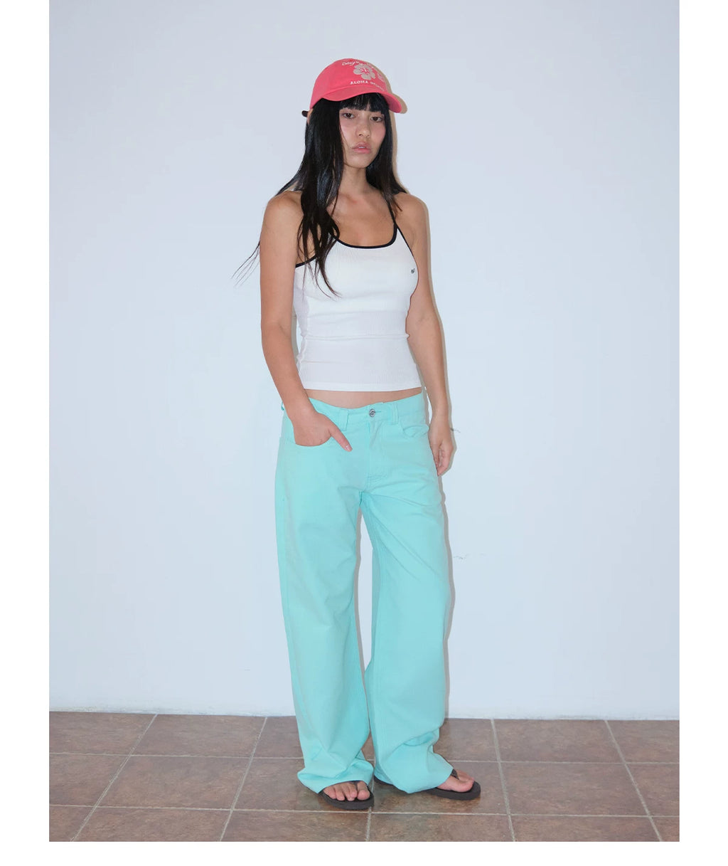 FUNKYFUN Dark Horse Print Mid-low Rise Straight-leg Slacks