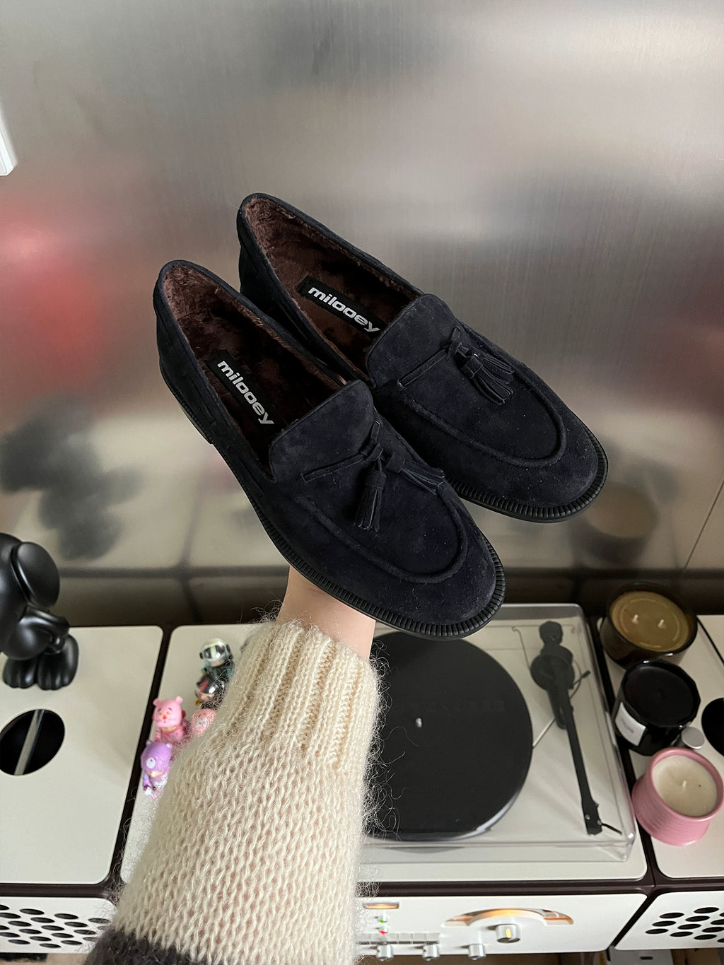 Milooey Leather Suede Fringed Loafers