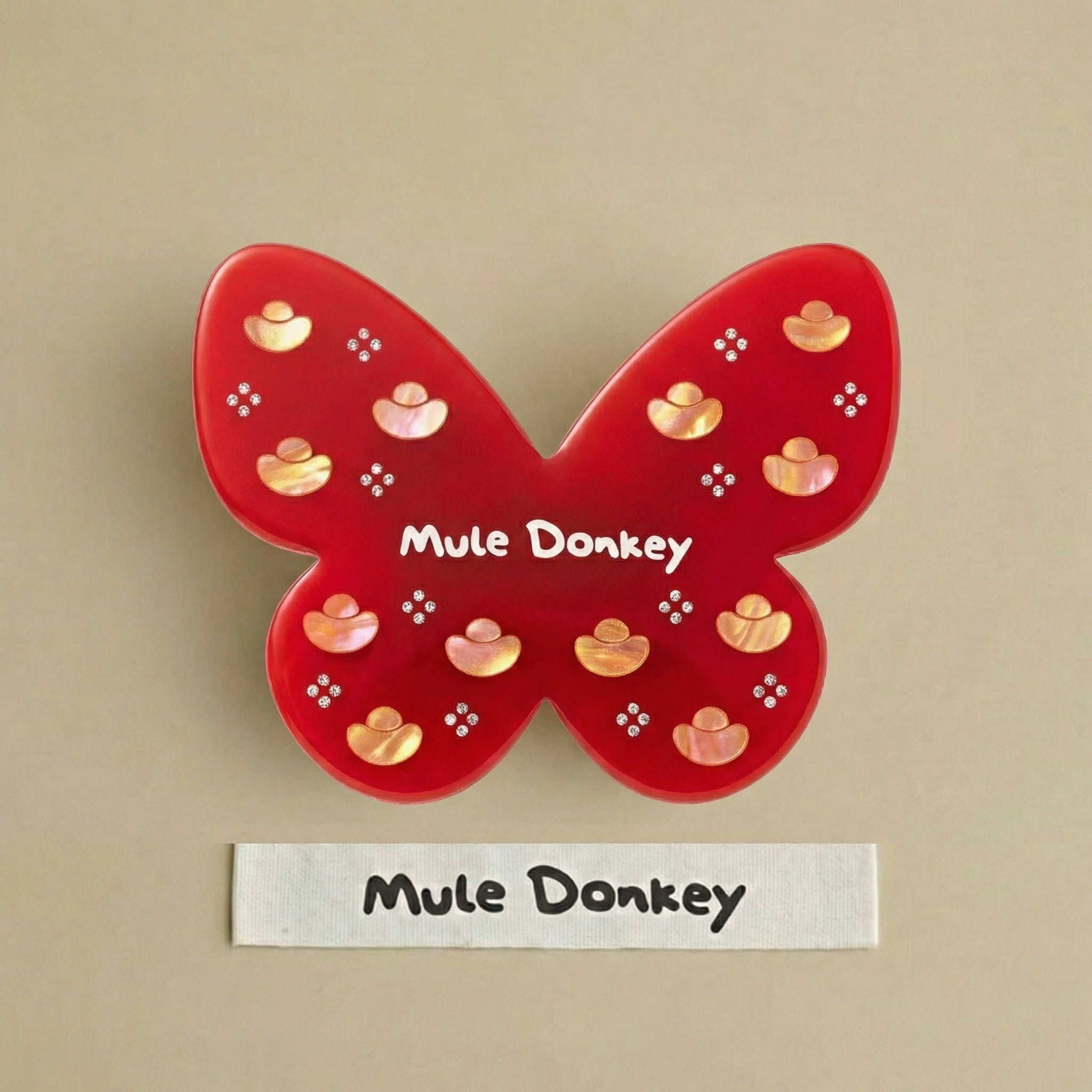 Mule Donkey Red Butterfly New Year's Lucky Ingot Bangs Clip