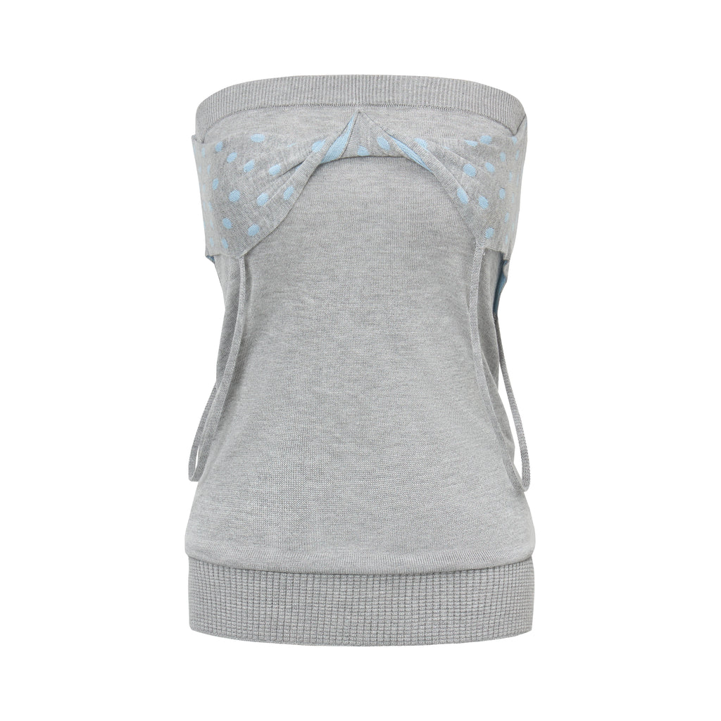 JIKOO Slack Contrasting Polka Dot Wool Tube Top