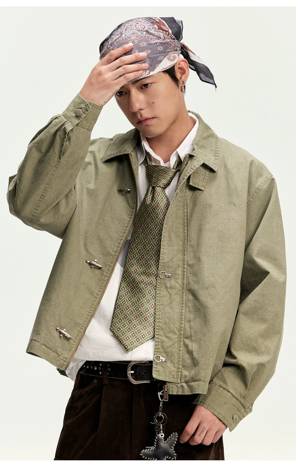 CoosRetro Vintage Washed Old Placket Tooling Jacket