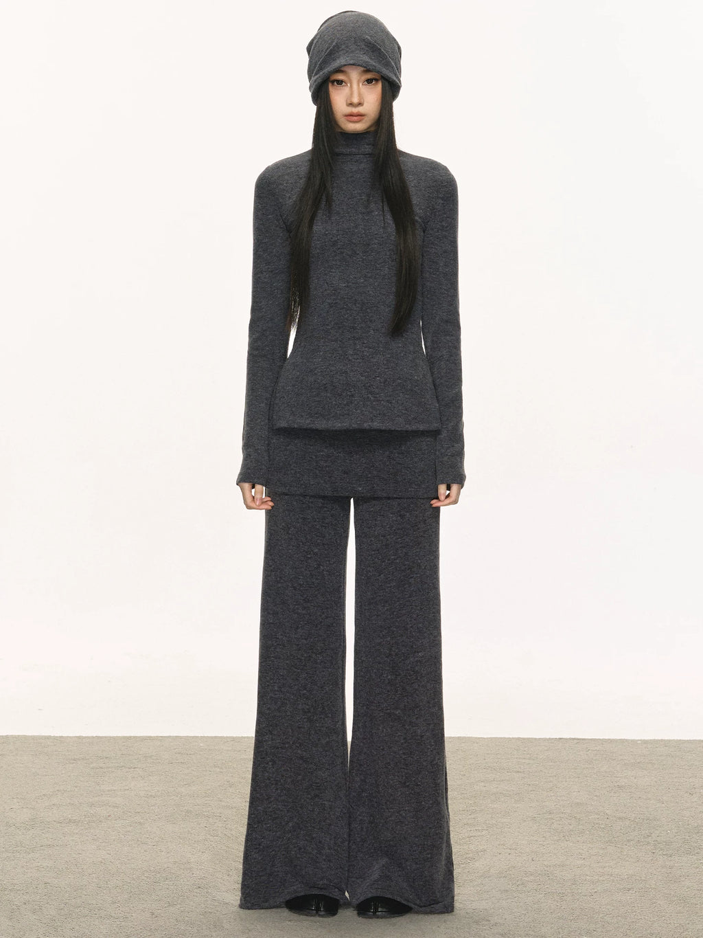 Anna Aneae Turtleneck Bottoming Shirt Wide-leg Casual Sweatpants Suit