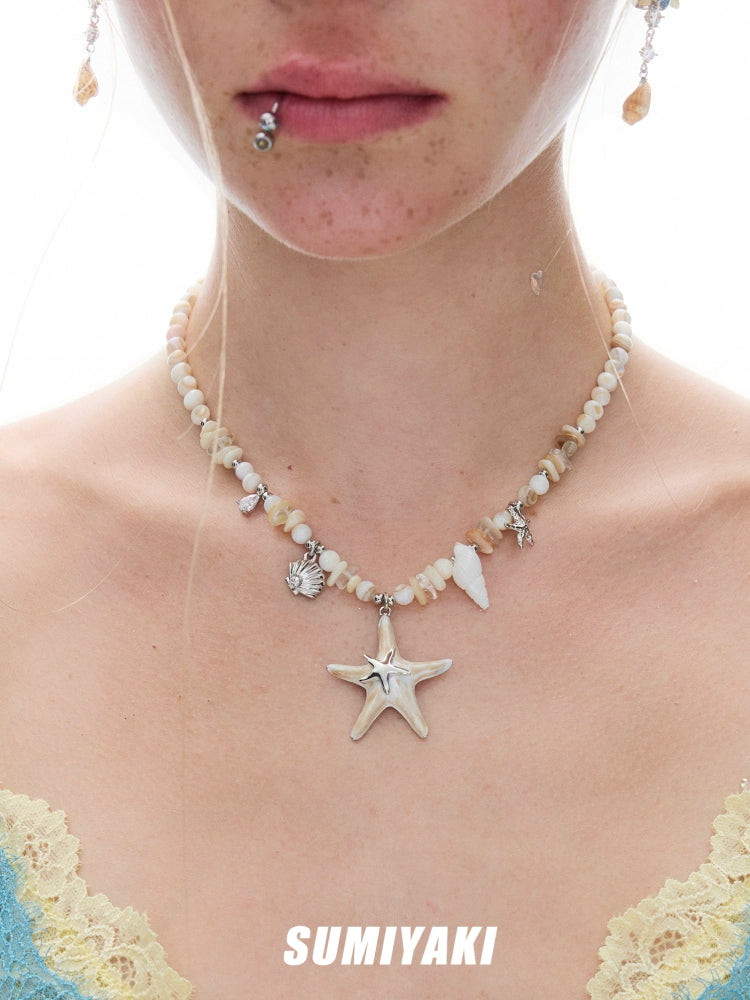 SUMIYAKI Starfish Shell Handmade Beaded Necklace