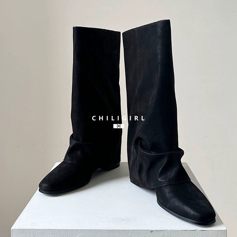 CHILIGIRL Pleated Knee Boots