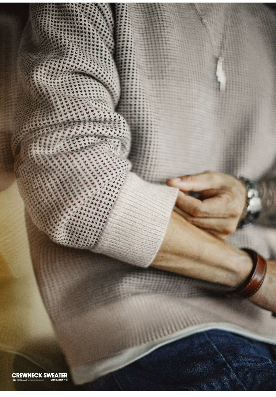 Madden Old Money Style Crew Neck Drape Knitted Sweater