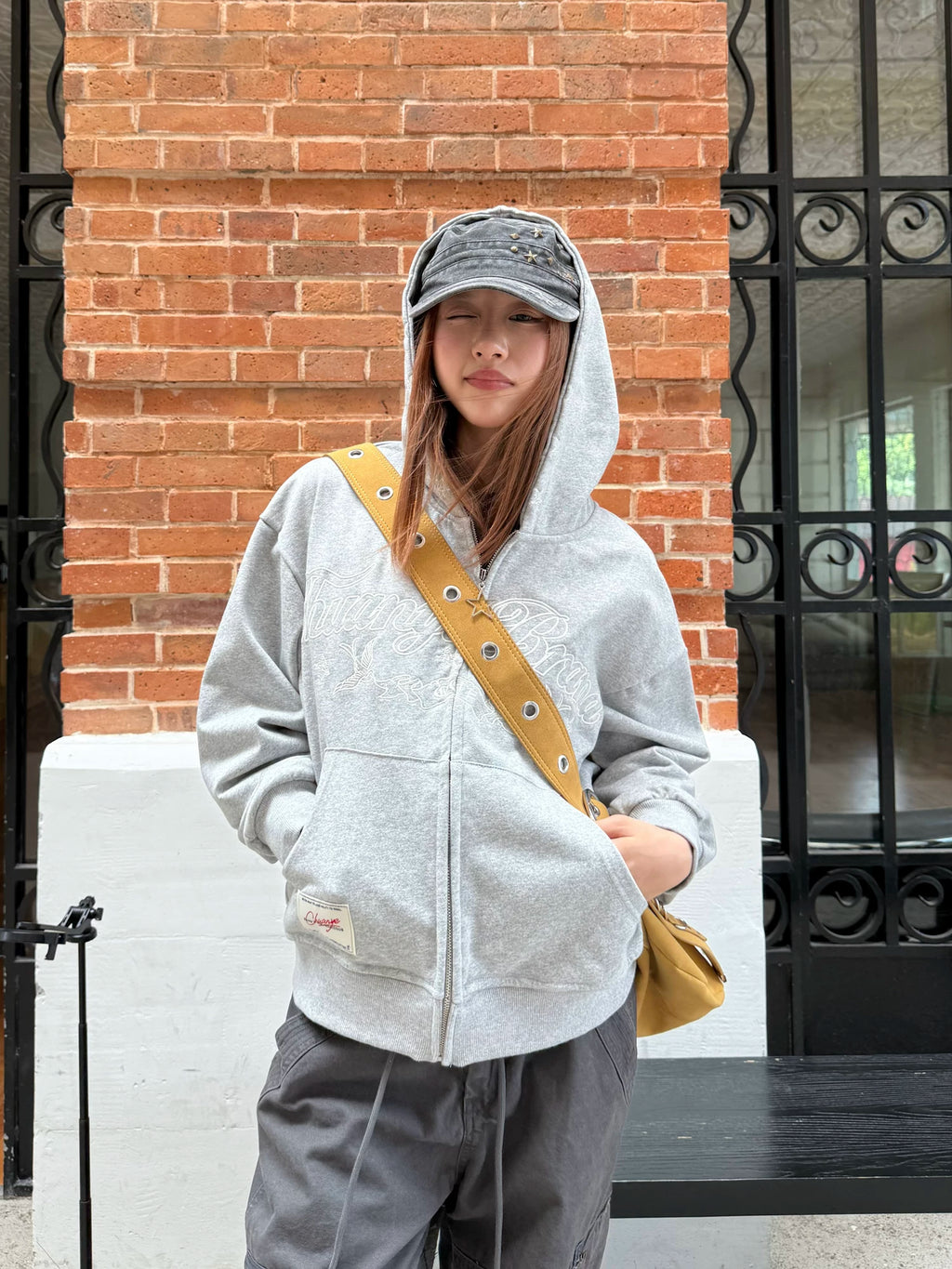 CCYE Vintage Star Embroidered Hooded Sweater Jacket
