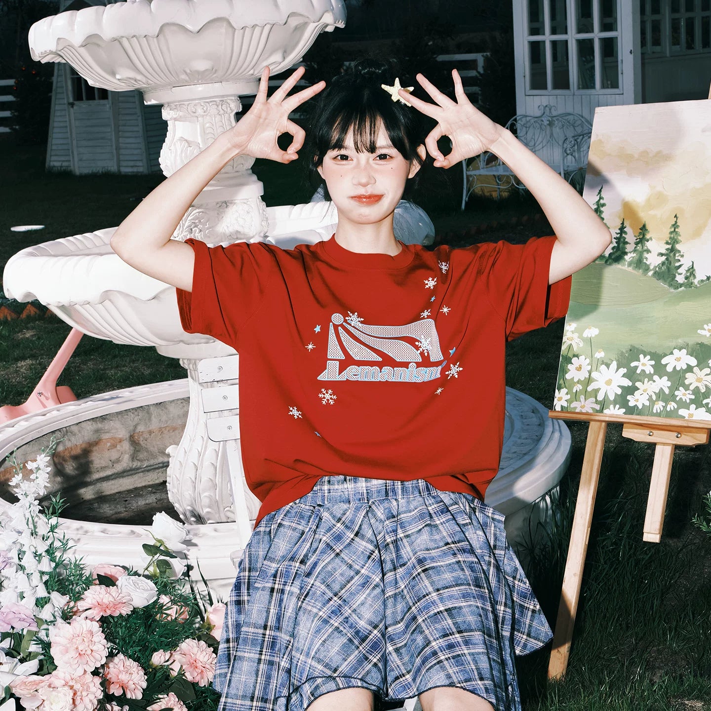 Lemanism Snowflake Print Loose Tee