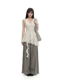 WITHMIN Irregular Ruffle Edge Neck Sling Skirt