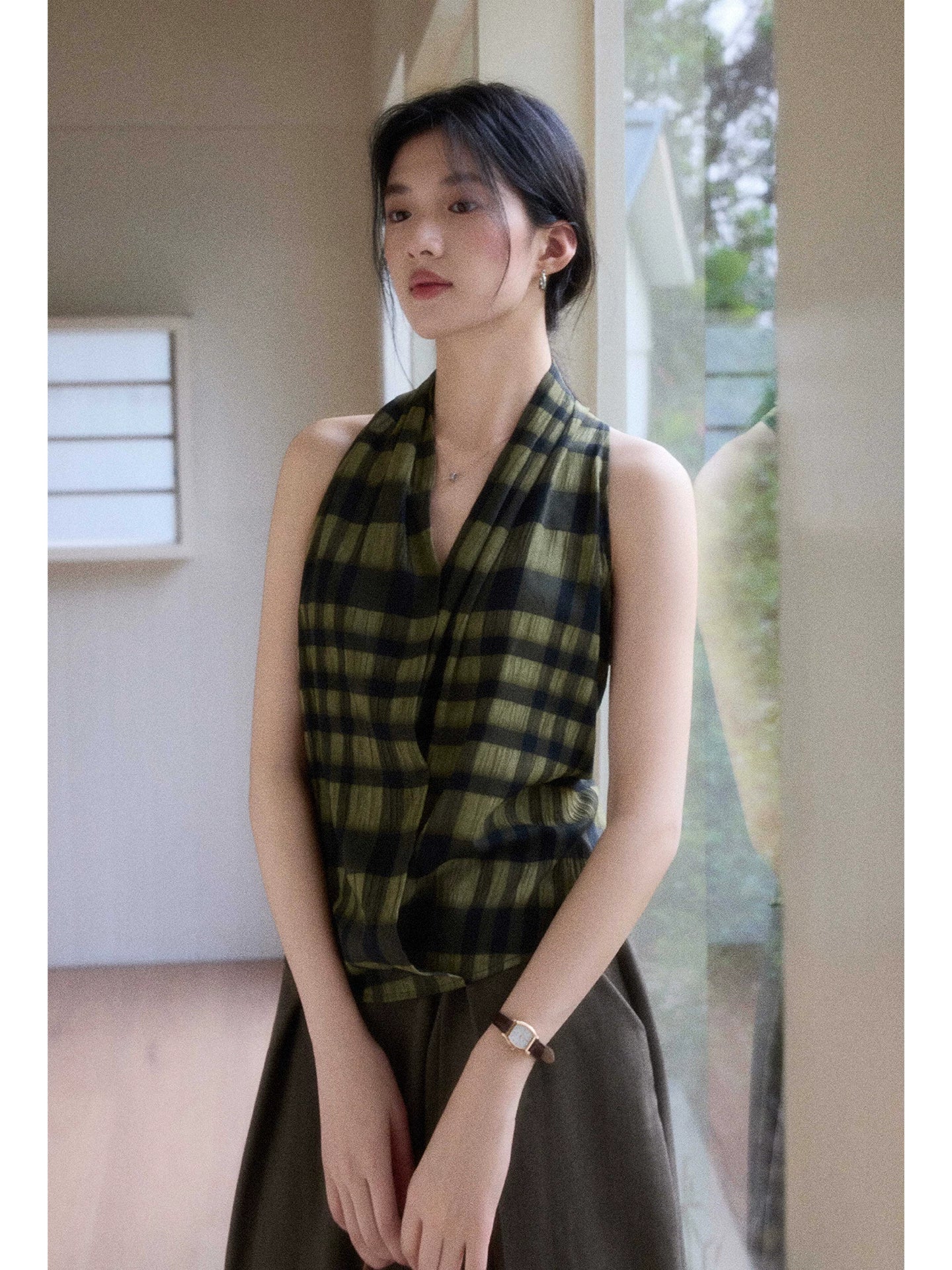 TYANG Temperament Plaid Sleeveless Vest