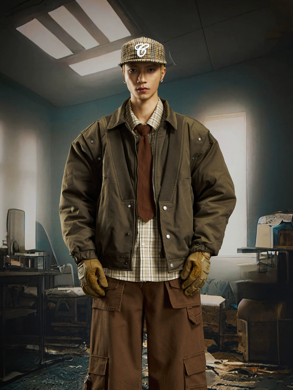 NOMANIAI Fake Two-piece Lapel V-neck Jacket